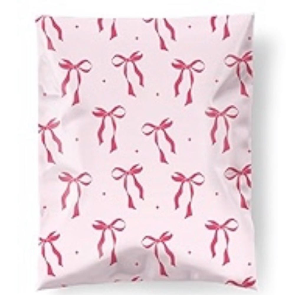 25 Pink Bow Polymailers 10" x 13"